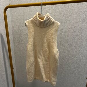 Express Cream Sleeveless Turtleneck Sweater